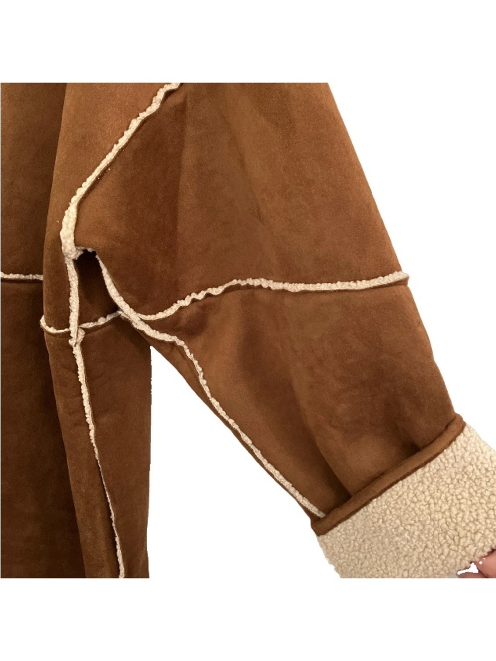 NWT Banana Republic Brown Oversized Reversible Vegan Suede Sherpa Jacket size XL - Picture 11 of 12